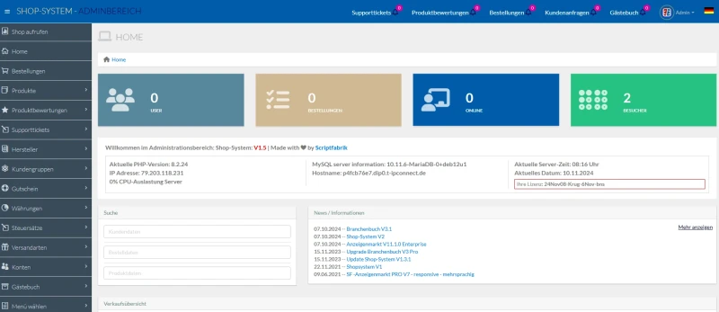 Shopsystem V2.0 - 10/2024 - Responsive - Mehrsprachig - Neuentwicklung - PHP 8.2